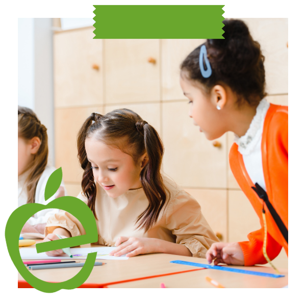 little girls learning and teaching each other